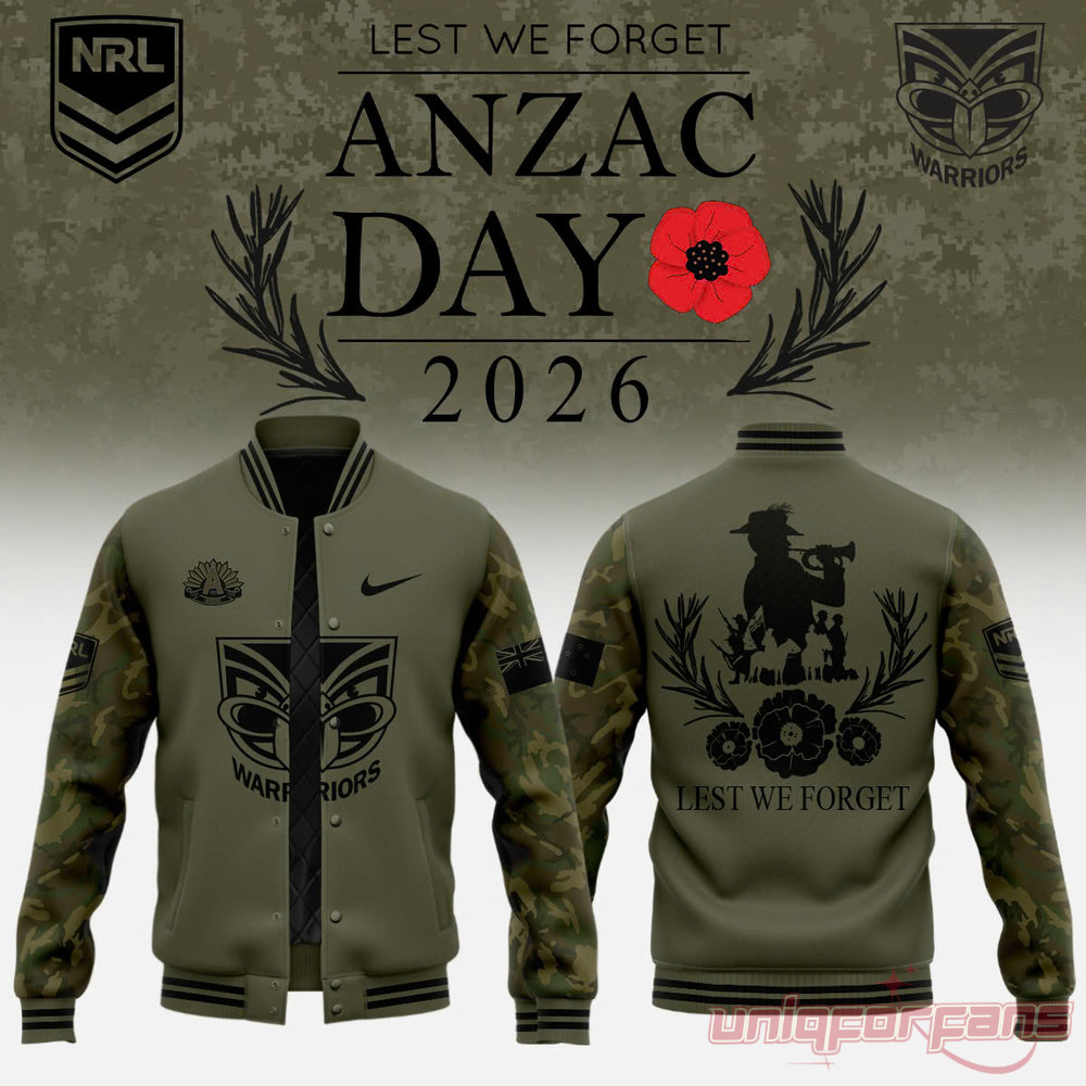 New Zealand Warriors Anzac Day 2026 Bomber Jacket New Zealand Warriors Anzac Day 2026 Bomber Jacket