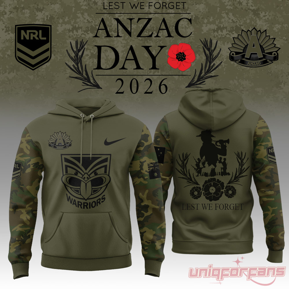 New Zealand Warriors Anzac Day 2026 Hoodie New Zealand Warriors Anzac Day 2026 Hoodie