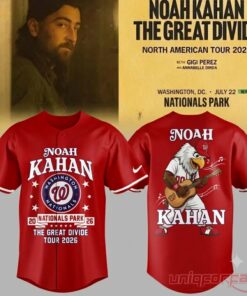 Noah Kahan Concert DC Great Divide Tour 2026 Baseball Jersey