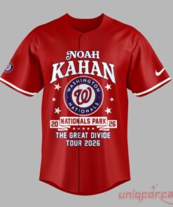 Noah Kahan Concert DC Great Divide Tour 2026 Baseball Jersey