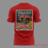 Noah Kahan Great Divide Tour 2026 red tee back view featuring Nationals Park poster illustration with I-95 highway