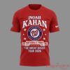 Noah Kahan Great Divide Tour 2026 red t-shirt front view with Washington Nationals logo, stars, and July 22 date