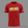 Noah Kahan Great Divide Tour 2026 red shirt front featuring District of Columbia hot dog and burger ticket graphic