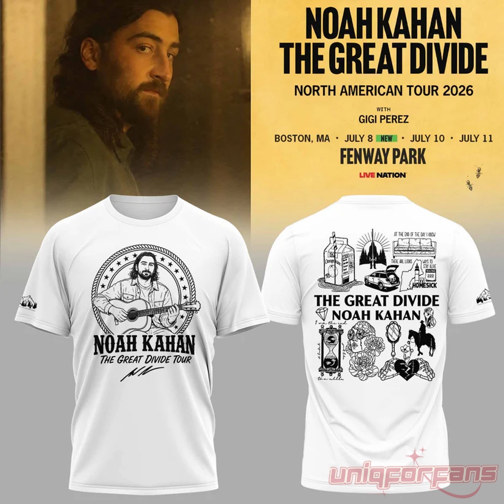 Noah Kahan The Great Divide Tour 2026 Exclusive White Edition T-Shirt Noah Kahan The Great Divide Tour 2026 Exclusive White Edition T-Shirt
