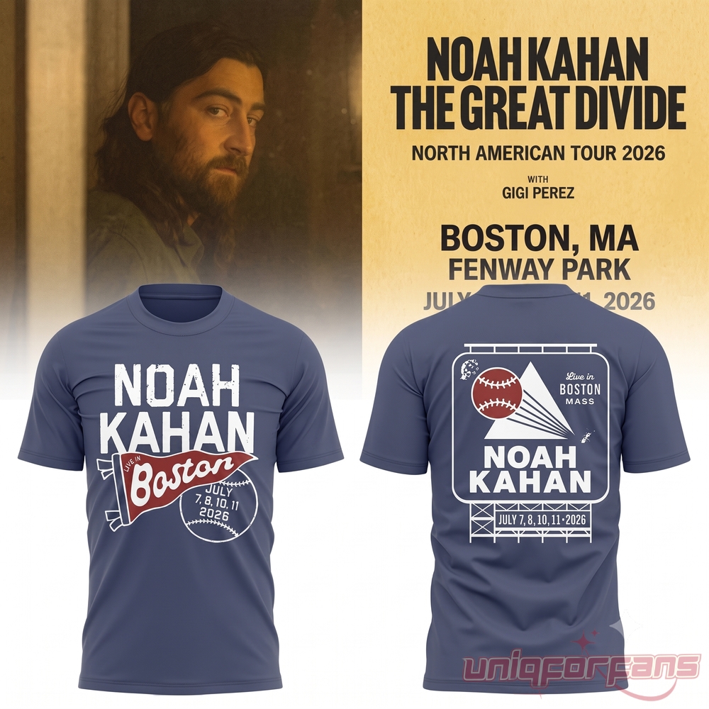 Noah Kahan x Boston Red Sox The Great Divide Tour 2026 Fenway Park Exclusive T-Shirt Noah Kahan x Boston Red Sox The Great Divide Tour 2026 Fenway Park Exclusive T-Shirt