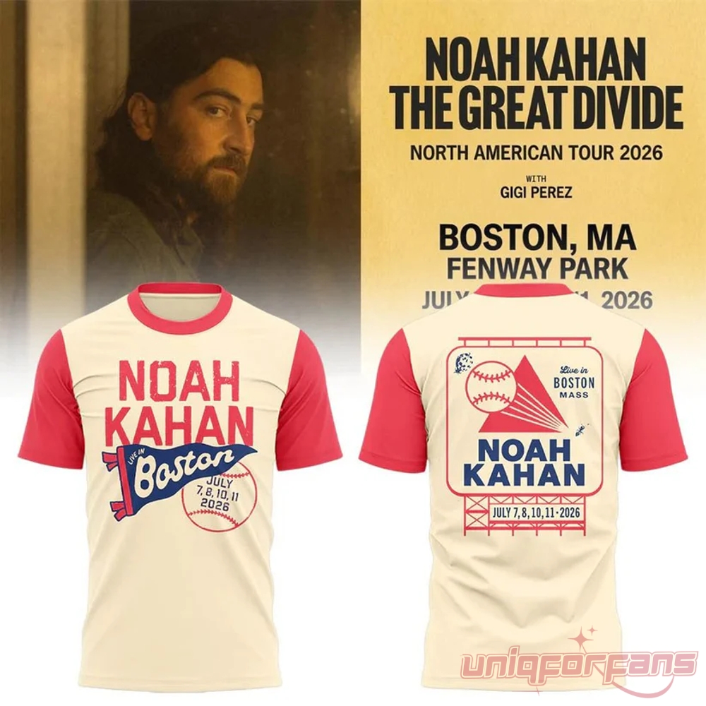 Noah Kahan x Boston Red Sox The Great Divide Tour 2026 Fenway Park Exclusive T-Shirt Noah Kahan x Boston Red Sox The Great Divide Tour 2026 Fenway Park Exclusive T-Shirt