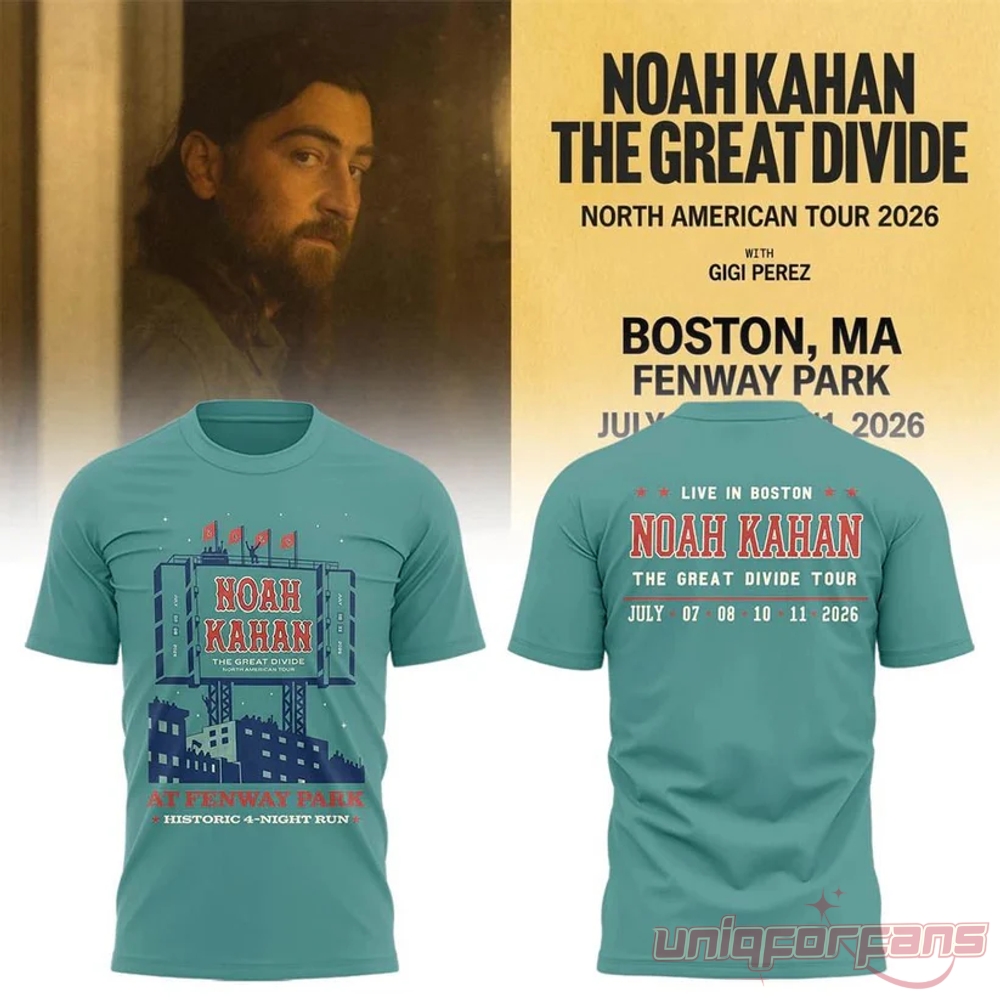 Noah Kahan x Boston Red Sox The Great Divide Tour 2026 Fenway Park Exclusive T-Shirt Noah Kahan x Boston Red Sox The Great Divide Tour 2026 Fenway Park Exclusive T-Shirt