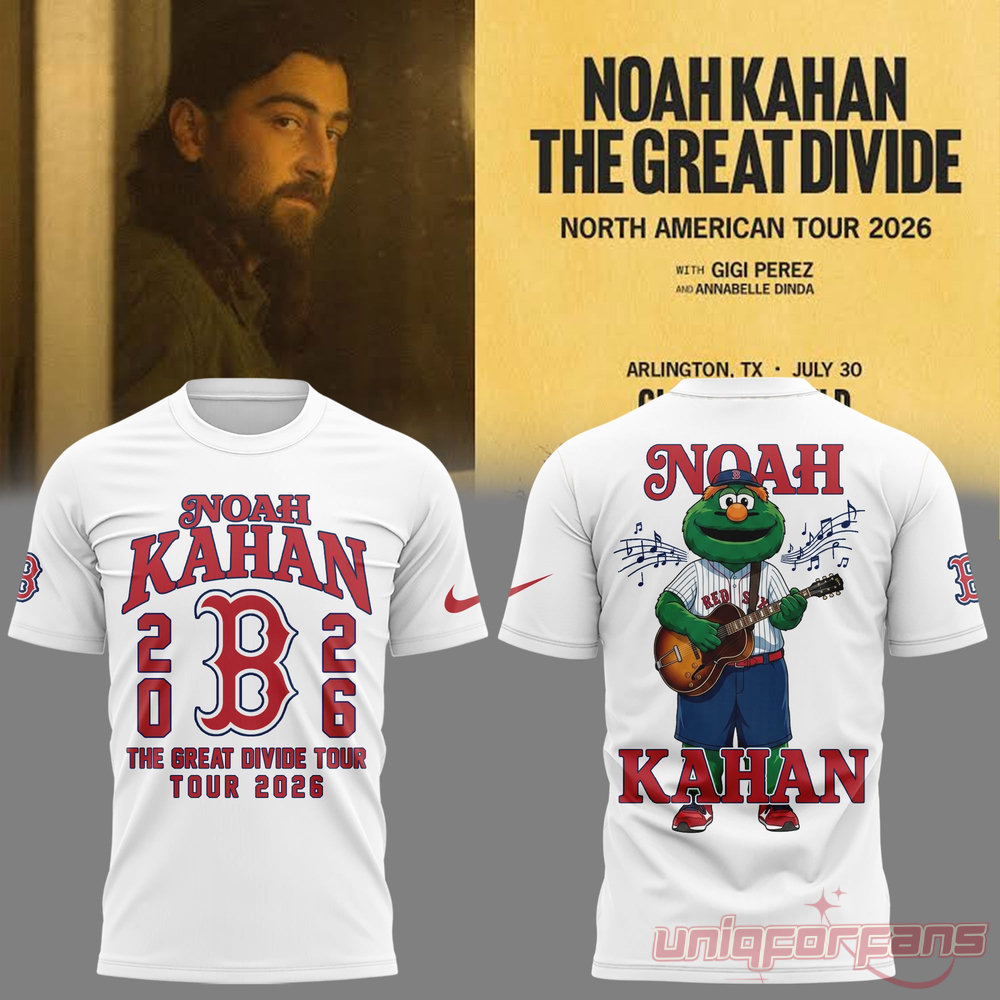 Noah Kahan x Boston Red Sox The Great Divide Tour 2026 White Edition T-Shirt Noah Kahan x Boston Red Sox The Great Divide Tour 2026 White Edition T-Shirt