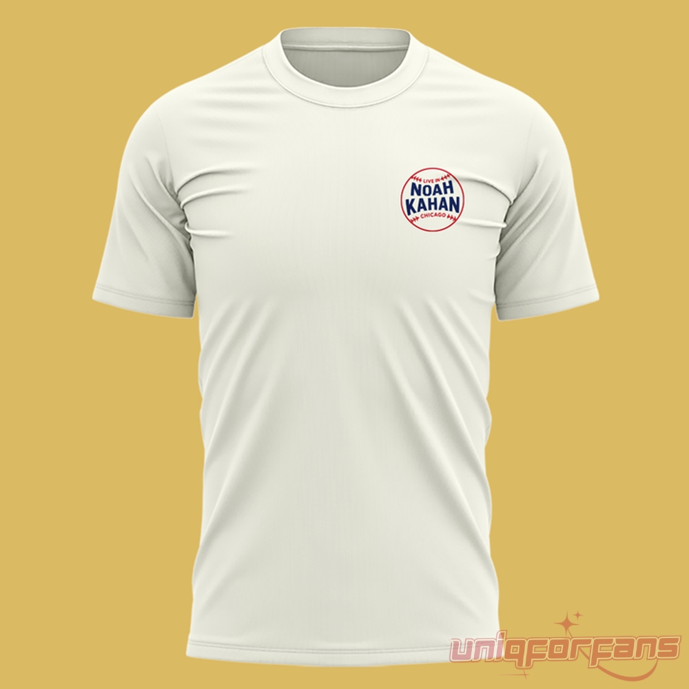 Noah Kahan x Chicago Cubs Great Divide Wrigley Field White Tee 2026, close-up front view of the cream-colored shirt