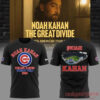 Noah Kahan x Chicago Cubs The Great Divide Tour T-Shirt Collection Wrigley Field, black front and back view