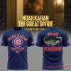 Noah Kahan x Chicago Cubs The Great Divide Tour T-Shirt Collection Wrigley Field, blue front and back view