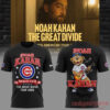 Noah Kahan x Chicago Cubs Wrigley Field Event Great Divide Tour 2026 T-Shirt in black, featuring cartoon bear back print