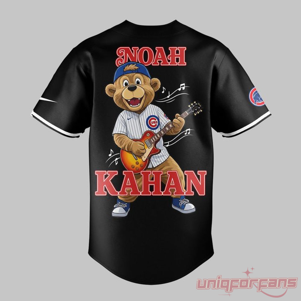 Noah Kahan x Chicago Cubs Wrigley Field Event The Great Divide Tour 2026 Baseball Jersey, black back mascot graphic