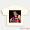 Norway Team Norway Football Graphic Fan Shirt in cream, displaying a printed graphic photo design on the front