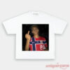 Norway Team Norway Team Fan Vintage T-Shirt in white, showcasing a bold front photo graphic of a national player