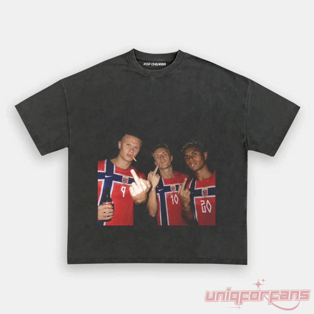 Norway Team Retro Football Supporter Graphic Tee Norway Team Retro Football Supporter Graphic Tee