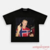 Norway Team Style Football Fan Graphic Shirt in black featuring a candid party photo print of Erling Haaland