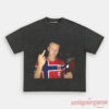 Norway Team Style Football Fan Graphic Shirt in washed grey with a viral photo graphic of Erling Haaland