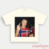 Norway Team Style Football Fan Graphic Shirt in cream with a popular celebratory print of Erling Haaland
