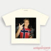 Norway Team Vintage Norway Football Supporter Tee in cream, featuring a graphic print of a Norway national player