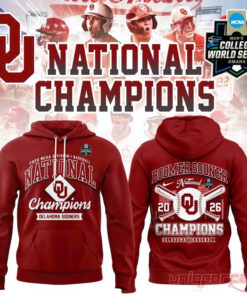 Oklahoma Sooners Crimson 2026 NCAA Division I Baseball National Champions Locker Room Hoodie