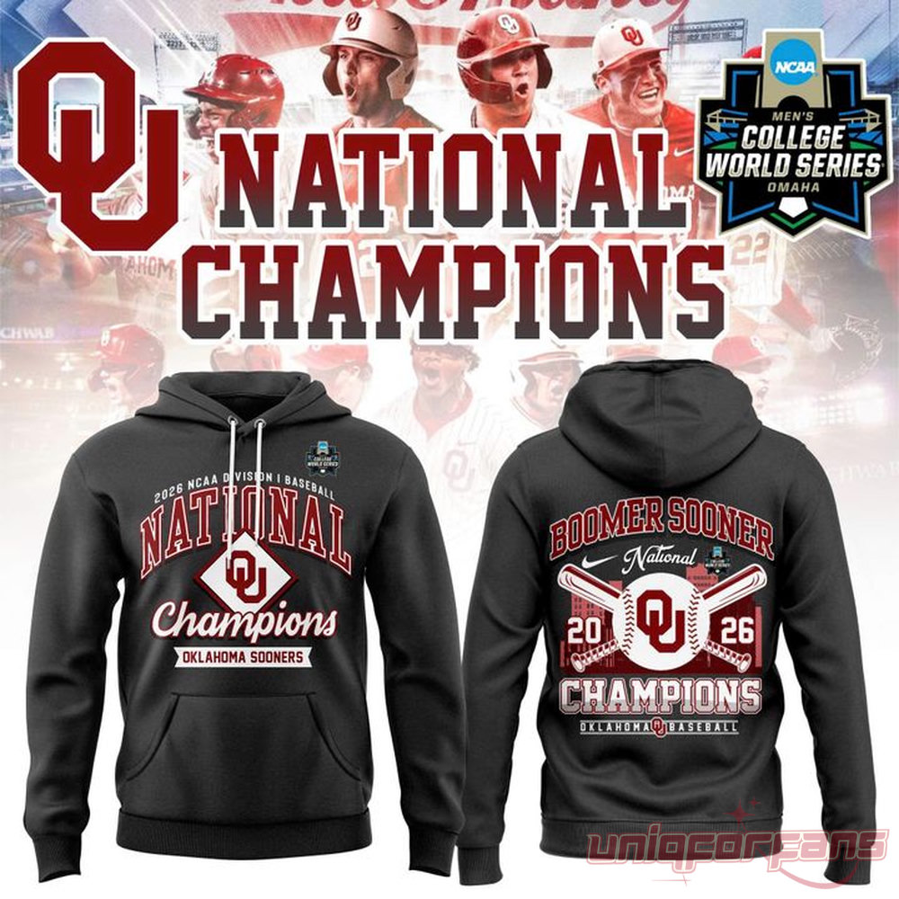 Oklahoma Sooners Crimson 2026 NCAA Division I Baseball National Champions Locker Room Hoodie Oklahoma Sooners Crimson 2026 NCAA Division I Baseball National Champions Locker Room Hoodie