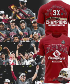 Oklahoma Sooners Red 3X College World Series Champions Locker Room T-Shirt
