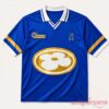 Pharrell Williams World Cup 2026 Flower Jersey front view in blue with white collar and gold flower graphic