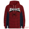 Philadelphia Eagles Spider Man Hoodie front view featuring red spider-web design and Eagles text