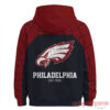 Philadelphia Eagles Spider Man Hoodie back view with cobweb Eagles head logo and Philadelphia Est 1933 text