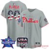 Philadelphia Phillies All-Star Game 2026 Jersey in solid grey with USA 250 and star-spangled 00 print