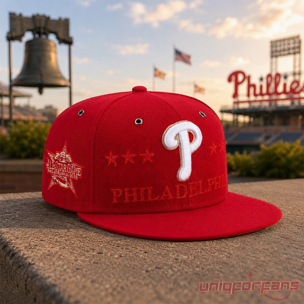 Philadelphia Phillies All-Star Game 2026 Cap in vibrant red, featuring white embroidered 'P' logo and side star patch