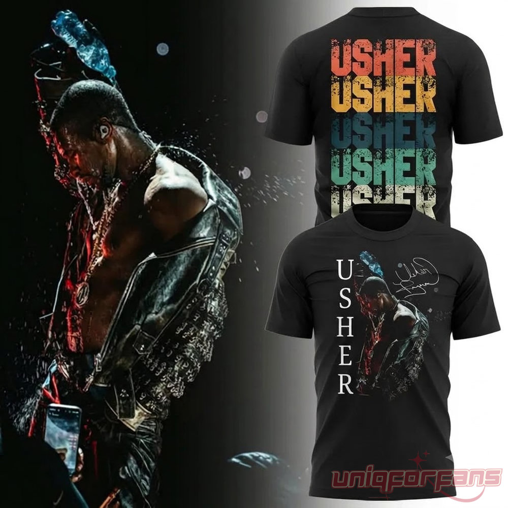 Raymond and Brown Tour Usher x Chris Brown 2026 Collection T-Shirt with front graphic & stacked text back view
