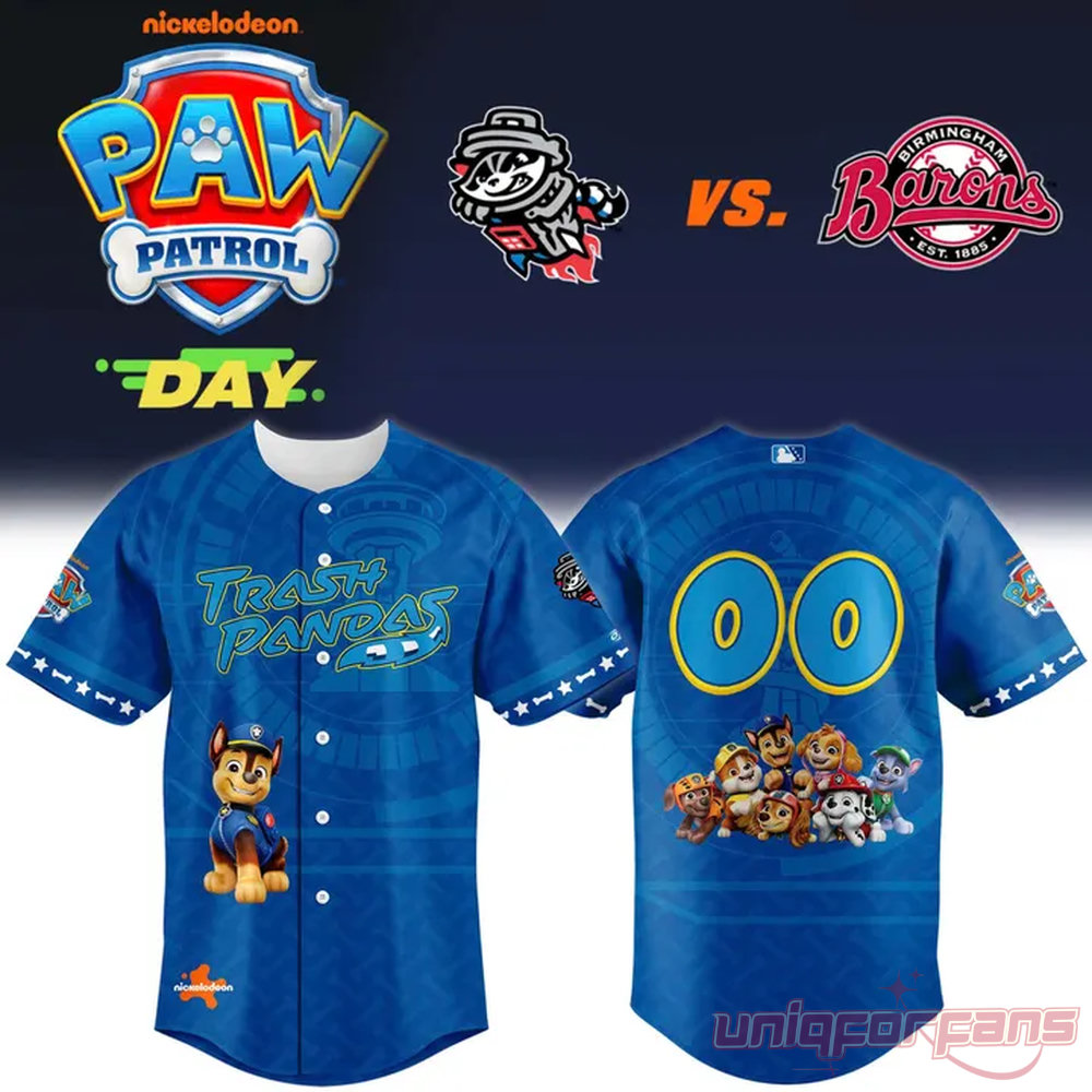 Rocket City Trash Panda 2026 Paw Patrol Adventure Day Jersey Edition Rocket City Trash Panda 2026 Paw Patrol Adventure Day Jersey Edition