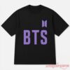Ronaldinho Brasil BTS Purple Logo Black Shirt front view featuring a bold purple BTS emblem and lettering