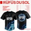 Rufus Du Sol 2026 Tour Jersey Special Edition, black button-down shirt with a blue liquid wave and geometric crystal