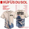 Rufus Du Sol 2026 Tour Jersey Special Edition in beige, featuring a wave-styled blue and gold fluid marble print