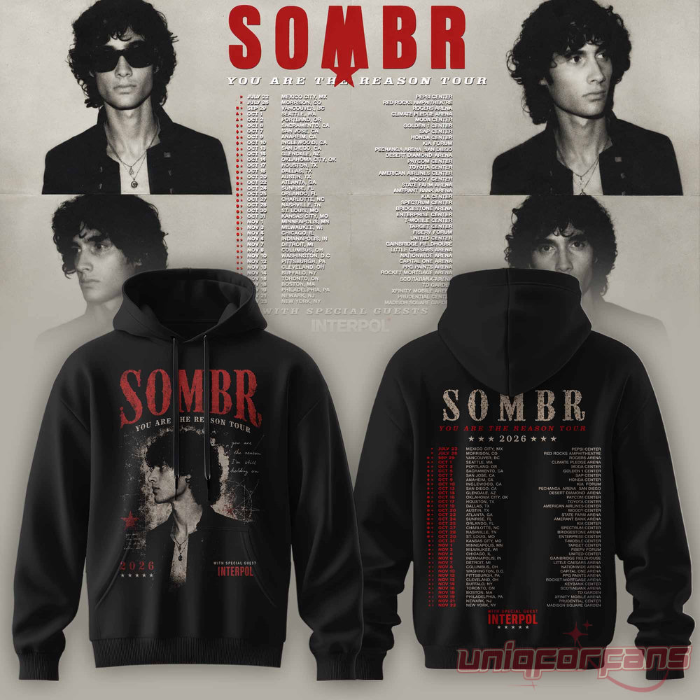 SOMBR You Are The Reason Tour 2026 Special Collection Hoodie, black hoodie with artist profile graphic