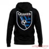 San Jose Earthquakes California Love Hoodie – black pullover back with large Quakes San Jose 1974 shield crest graphic