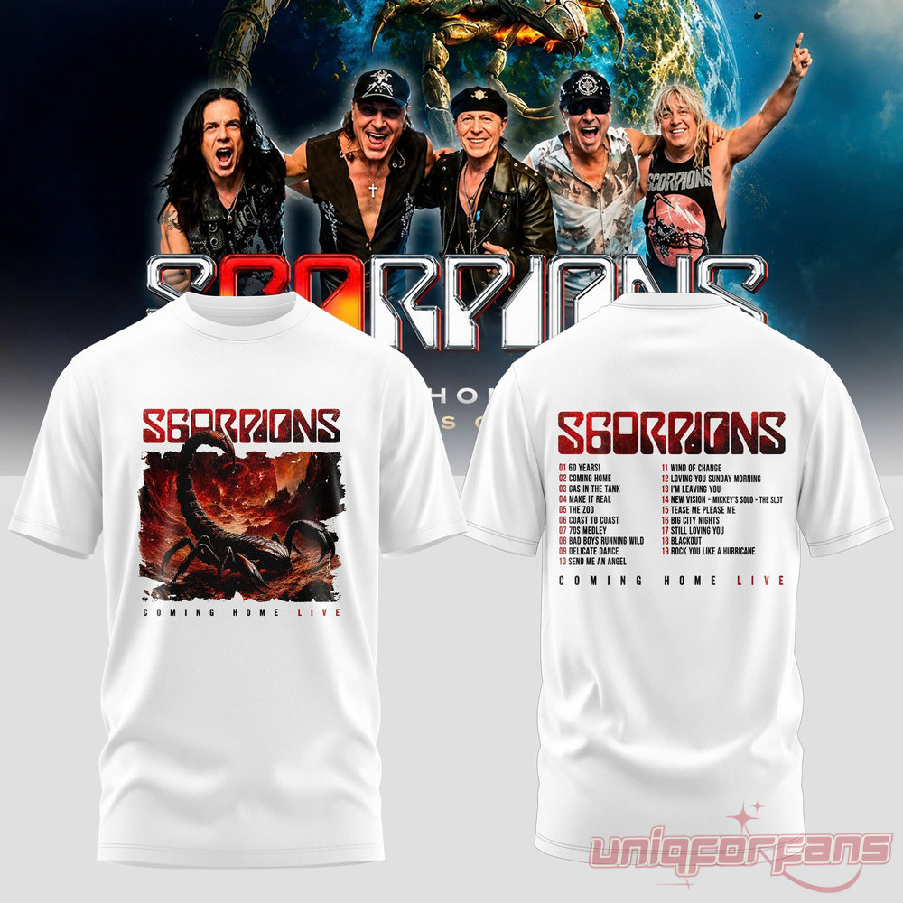 Scorpions Coming Home 2026 World Tour White Edition T-Shirt Scorpions Coming Home 2026 World Tour White Edition T-Shirt