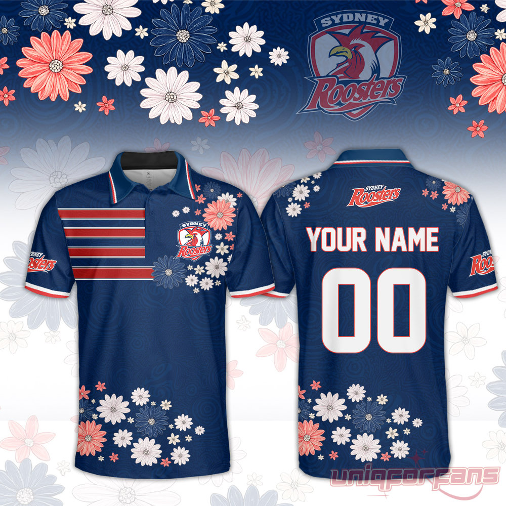 Sydney Roosters NRL 2026 Flower Pattern Custom Polo Shirt Sydney Roosters NRL 2026 Flower Pattern Custom Polo Shirt
