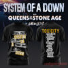 System of a Down UK EU Tour 2026 Black Collection T-Shirt, band member eyes cutout front with Toxicity tracklist