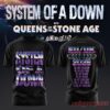 System of a Down UK EU Tour 2026 Black Collection T-Shirt, purple chrome text front and digital globe back