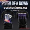 System of a Down UK EU Tour 2026 Black Collection T-Shirt, white spray paint logo front with colorful cosmic splash