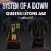 System of a Down UK EU Tour 2026 Black Collection T-Shirt, gold Mezmerize art front with pendulum clock back