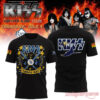 Tampa Bay Rays KISS Forever Band Tour 2026 Black Edition Tee displaying a band makeup front graphic and manta ray back