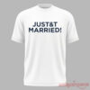Taylor Swift JusT&T Married 2026 Limited Edition T-Shirt front view in white with dark blue block text