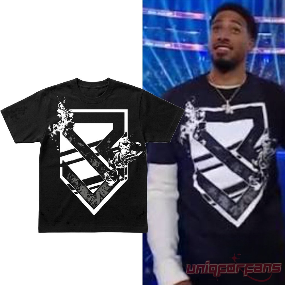 Tyrese Haliburton At Madison Square Garden Seth Rollins Flames Shirt 2026 black tee with stylized logo graphic