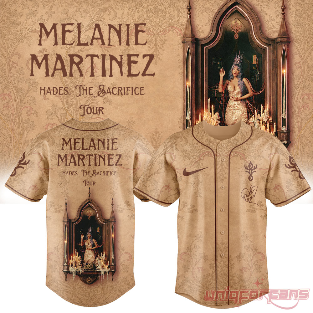 Vintage Melanie Martinez HADES: THE SACRIFICE Tour 2026 Special Signature Jersey front and back view in beige