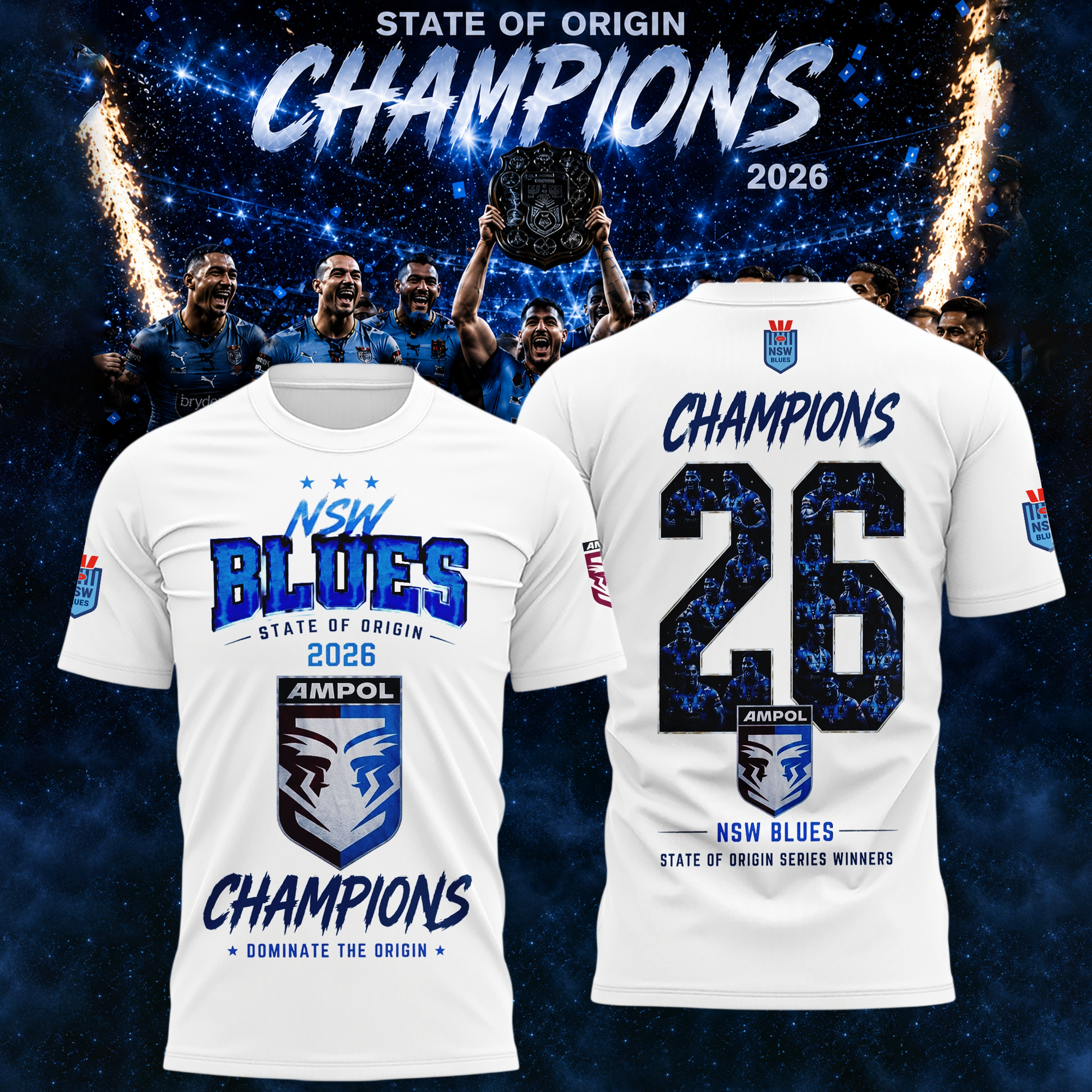 New South Wales Blues 2026 State Of Origin Champions Limited Shirt New South Wales Blues 2026 State Of Origin Champions Limited Shirt